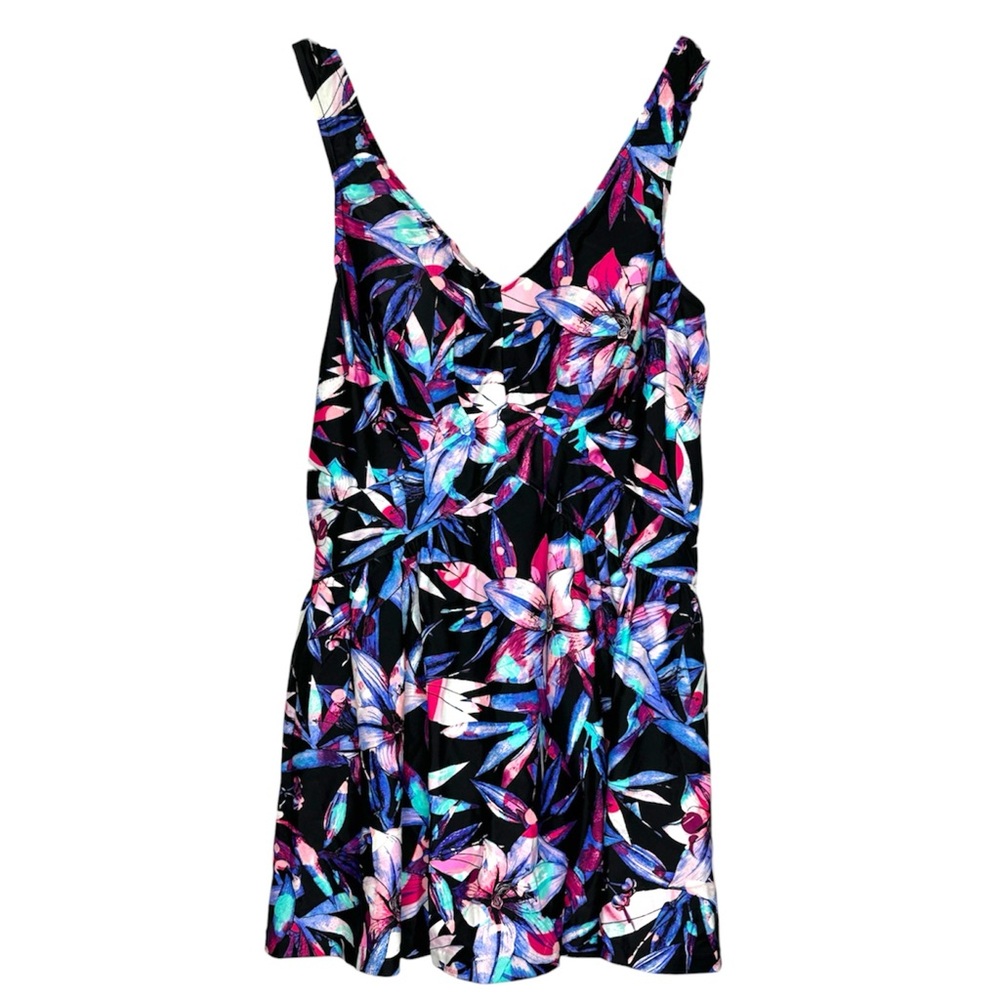 Le Cove Tropical Floral One Piece Swimsuit Size 16 Padded Vintage 
Resortwear